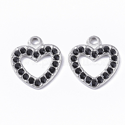 304ステンレスペンダント  ラインストーン付き  ハート  ステンレス鋼色  ミックスカラー  15x14x2mm  穴：1.5mm&nbsp;STAS-T050-008P