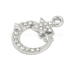 ラックメッキ合金マイクロパヴェラインストーンペンダント  スター  プラチナ  19.5x15x2mm  穴：1.8mm&nbsp;FIND-K020-05P