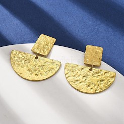 女性用304ステンレススチールダングルスタッドピアス  イオンプレーティング（ip）  14KGP本金メッキ  半円  40x36mm&nbsp;EJEW-K268-12B-G