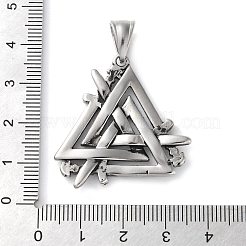 304ステンレスペンダント  剣付き三角形のチャーム  アンティークシルバー  34x33x3mm  穴：9x5mm&nbsp;STAS-M113-02AS