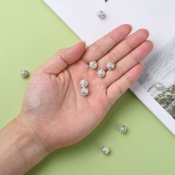 真鍮製のラインストーンビーズ  カドミウムフリー＆鉛フリー  グレードA  ラウンド  銀色のメッキ  透明  サイズ：直径約10mm  穴：1.2mm&nbsp;RB-H041-20