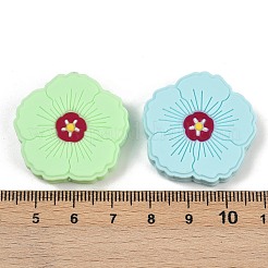 花の食品グレードシリコンフォーカルビーズ  DIYの看護ネックレス用  ミックスカラー  29.5x30x7.5mm  穴：2.5mm&nbsp;SIL-A011-02C