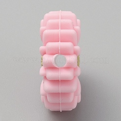 デイジー食品グレードの環境に優しいシリコーン焦点ビーズ  ピンク  19x7.5mm  穴：2.5mm&nbsp;LS-SIL-CJC0002-01A