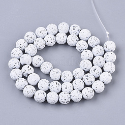 Spray Painted Natural Lava Rock Beads Strands&nbsp;G-N0324-B-10