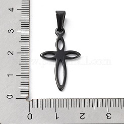 イオンプレーティング（IP）304ステンレスペンダント  クロス  ブラック  28x16x1.5mm  穴：8x3mm&nbsp;STAS-L210-30B
