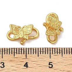 真鍮製のフックの留め金  カドミウムフリー＆ニッケルフリー＆鉛フリー  蝶  18KGP本金メッキ  8x13.5x5mm&nbsp;KK-U045-01G