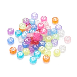 600個12色透明アクリルビーズ  水平穴  混合文字  フラットラウンド  ミックスカラー  7x4mm  穴：1.5mm  50個/カラー&nbsp;TACR-YW0001-34