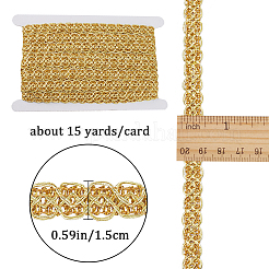 15ヤードのポリエステル花柄レーストリム  編み込みレースリボン  服飾材料  ゴールデンロッド  1/2~5/8インチ（14~15mm）&nbsp;OCOR-GF0002-77