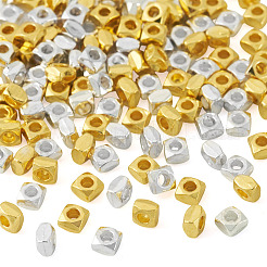 220色合金スペーサービーズ2個  多面カット  正方形  ミックスカラー  3x3x2mm  穴：1.4mm  110個/カラー&nbsp;FIND-TA0010-49