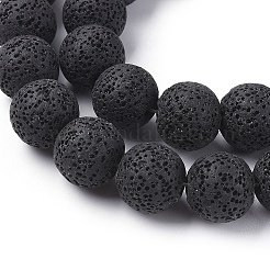 天然溶岩岩ビーズ連売り  ラウンド  ブラック  15.5~16mm  穴：2.5mm  約26個/連  14.96インチ（38cm）&nbsp;G-L415-06-16mm