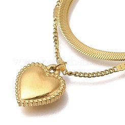 304 Stainless Steel Double Layered Heart Pendant Necklaces for Women&nbsp;NJEW-H046-04G