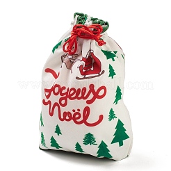 Christmas Theme Rectangle Cloth Bags with Jute Cord&nbsp;ABAG-P008-01E