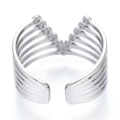 Non-Tarnish 304 Stainless Steel Initial Letter V Open Cuff Ring&nbsp;LS-RJEW-N040-05
