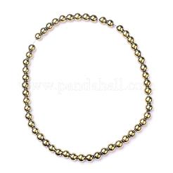 非磁性合成ヘマタイトビーズ連売り  グレードA  ラウンド  ライトゴールドメッキ  6mm  穴：1.5~2mm  約65~70個/連&nbsp;G-S096-6mm-8