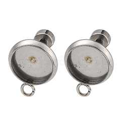変色しにくい201ステンレススチールスタッドピアス金具  304ステンレスピン付き  フラットラウンド  ステンレス鋼色  12.5x9.5mm  穴：1.8mm  ピン：8x1mm&nbsp;STAS-K279-01B-P