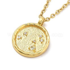 304 Stainless Steel Cubic Zirconia Constellation Flat Round Pendants&nbsp;LS-STAS-S145-01L