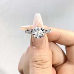 ロジウムメッキ 925 スターリングシルバー パヴェ 5.1x3.1mm モアッサナイト 指輪 女性用  プラチナ  内径：18.2mm&nbsp;WG36A3D-17