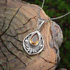 Alloy Topaz Rhinestone Pendant Necklaces&nbsp;FS-WG9981E-01