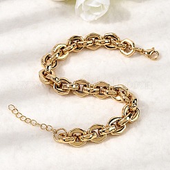女性用304ステンレススチールリンクチェーンブレスレット  イオンプレーティング（ip）  ゴールドカラー  7.01インチ（17.8cm）&nbsp;BJEW-P388-01G