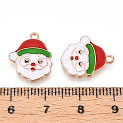 クリスマステーマ合金エナメルペンダント  ライトゴールド  サンタクロース  16x13x2mm  穴：1.4mm&nbsp;ENAM-N056-403G