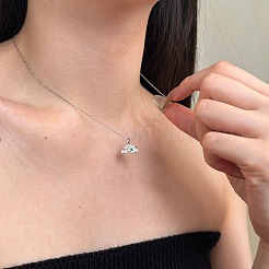 レインボー 925 スターリングシルバー マイクロパヴェ キュービックジルコニア ペンダントネックレス 女性用  プラチナメッキ  15.79インチ（40.1cm）&nbsp;NJEW-F338-06P