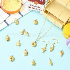 14個7スタイル304ステンレススチールペンダント  模造食品  混合図形  18KGP本金メッキ  15~18x7~12x3mm  穴：1.8mm  2個/スタイル&nbsp;STAS-CJ0003-55