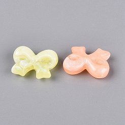 光沢のあるツートンカラーの透明アクリルビーズ  蝶結び  暗闇で光る  グリッターパウダー付き  ミックスカラー  24x31.5x10mm  穴：2.5mm  約120個/500g&nbsp;OACR-Q199-40