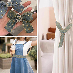 1 Roll Star Bronzing Denim Polyester Ribbon&nbsp;OCOR-CY0002-86A