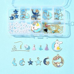 DIY 合金エナメル & アクリル & ポリコットン タッセル ダングル イヤリング 作成キット  混合図形  17~40x11~16x1.5mm  穴：1.4~2mm&nbsp;DIY-FS0001-21B