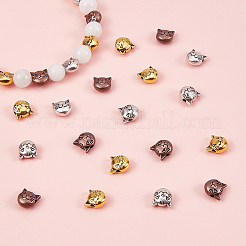 チベット風合金子猫ビーズ  猫の頭  鉛フリー＆カドミウムフリー  ミックスカラー  8x8x5mm  穴：2mm  3色  120個/箱&nbsp;TIBEB-PH0004-75-RS-WH