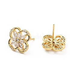 Clear Cubic Zirconia Flower Stud Earrings&nbsp;KK-D080-23G