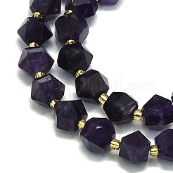 天然石アメジストビーズ連売り  多面カット  八角形  9~10.5x9~10.5x7.5~8.5mm  穴：1mm  約36~40個/連  39~39.5cm&nbsp;G-I376-A54-01