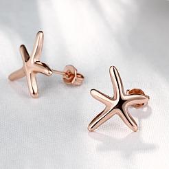 絶妙な錫合金のヒトデ/海の星のスタッドピアス  ローズゴールド  15x15mm&nbsp;EJEW-BB02308