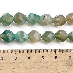 天然瑪瑙（染色・加熱）ビーズ連売り  多面カット  スターカットラウンドビーズ  濃い緑  10x9.5mm  穴：1.2mm  約37個/連  14.57''（37センチメートル）&nbsp;G-K425-B12-01