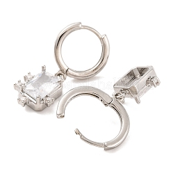 Brass Micro Pave Clear Cubic Zirconia Hoop Earrings for Women&nbsp;EJEW-U015-21P