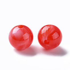 アクリルビーズ  天然石風  ラウンド  レッド  12mm  穴：2mm&nbsp;X-MACR-S375-001D-05