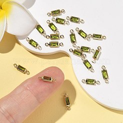 シェグレース 真鍮 パヴェ キュービックジルコニア 長方形コネクターチャーム  カドミウムフリー＆ニッケルフリー＆鉛フリー  長持ちメッキ  18KGP本金メッキ  オリーブドラブ  11x3x1.5mm  穴：1mm＆1.2mm&nbsp;XGRQ2O986-445D-G