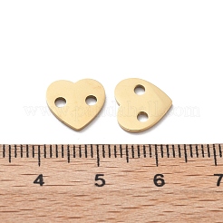304ステンレススチールレーザーカットハートコネクターチャーム  イオンプレーティング（ip）  14KGP本金メッキ  10x10.5x1mm  穴：1.9mm&nbsp;STAS-M111-16G-01