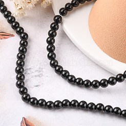 Synthetic Black Stone Beads Strands&nbsp;X-G-G088-6mm