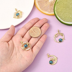 4Pcs 4 Styles Brass Micro Pave Clear Cubic Zirconia with Glass Pendants&nbsp;KK-YW0003-02