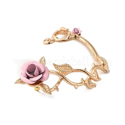 女性用合金ローズクライマーラップアラウンドスタッドピアス  パールピンク  62x43x14.5mm  ピン：1mm&nbsp;EJEW-A096-01E