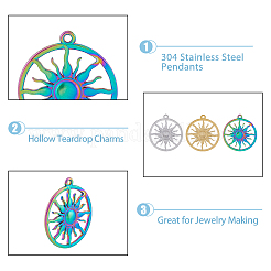 18Pcs 3 Colors Ion Plating(IP) 304 Stainless Steel Pendants&nbsp;STAS-DC0014-15