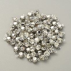 真鍮製のクリアキュービックジルコニアコネクタチャーム  ダイヤモンドリンク  プラチナ  9.5x5x4mm  穴：1mm&nbsp;RB-WH0005-002C-P