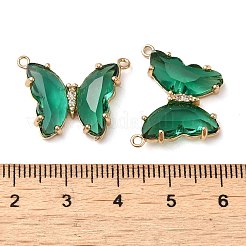 Brass Pave Faceted Glass Connector Charms&nbsp;FIND-Z020-03T