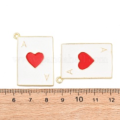 合金エナメルチャーム  スペードのエースのチャームが付いた長方形  ゴールドカラー  レッド  36x26x2mm  穴：2mm&nbsp;FIND-P035-04G-01