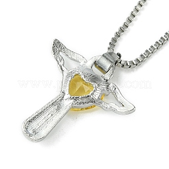 Cubic Zirconia Fairy with Heart Pendant Necklace with Box Chains&nbsp;NJEW-C004-01B