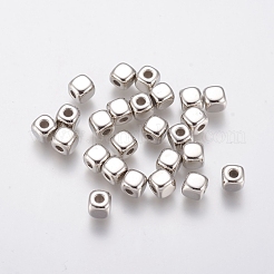 CCBプラスチックビーズ  正方形  プラチナ  4x4x4mm  穴：1.6mm  約300個/袋&nbsp;CCB-CJC0001-01P