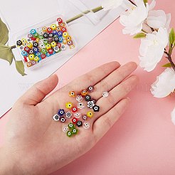 150個10色手作りのナザールボンジュウランプワークビーズ  花  ミックスカラー  6~7x6~7.5x3mm  穴：0.7mm  15個/カラー&nbsp;LAMP-SZ0001-17