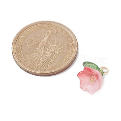 非環状ペンダント  ガラスと真鍮パーツ  花  ミックスカラー  14x13x10mm  穴：2.3mm&nbsp;PALLOY-TA00089