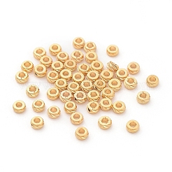 真鍮製スペーサービーズ  リング  18KGP本金メッキ  3x1.5mm  穴：1mm&nbsp;X-KK-Q735-51G